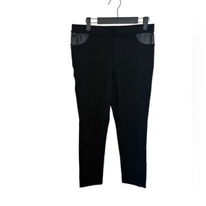 DKNY Jeans Black Pull On Faux Leather Pocket Ponte Pants